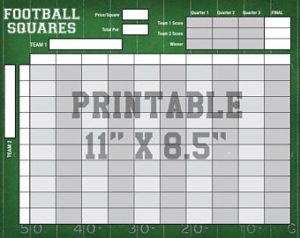 Printable Football Squares Play Football Squares Like A Pro