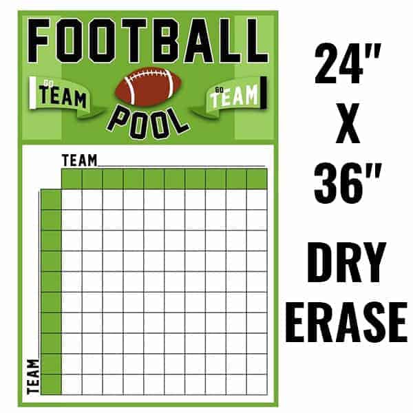 dry erase football squares poster 2 foot by 3 foot