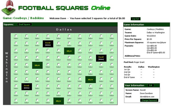 football squares online screenshot