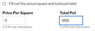 custom football squares screenshot - pricing