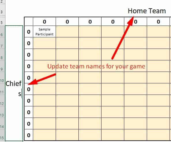 Excel: update the football team names