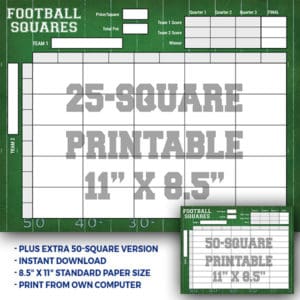 25-square and 50-square football squares