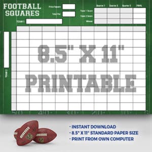 football squares 8x11 printable preview