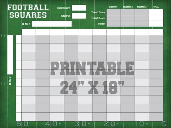 24 by 18 inch football squares preview
