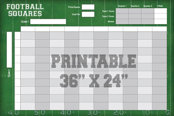 36 x 24 inch football squares preview